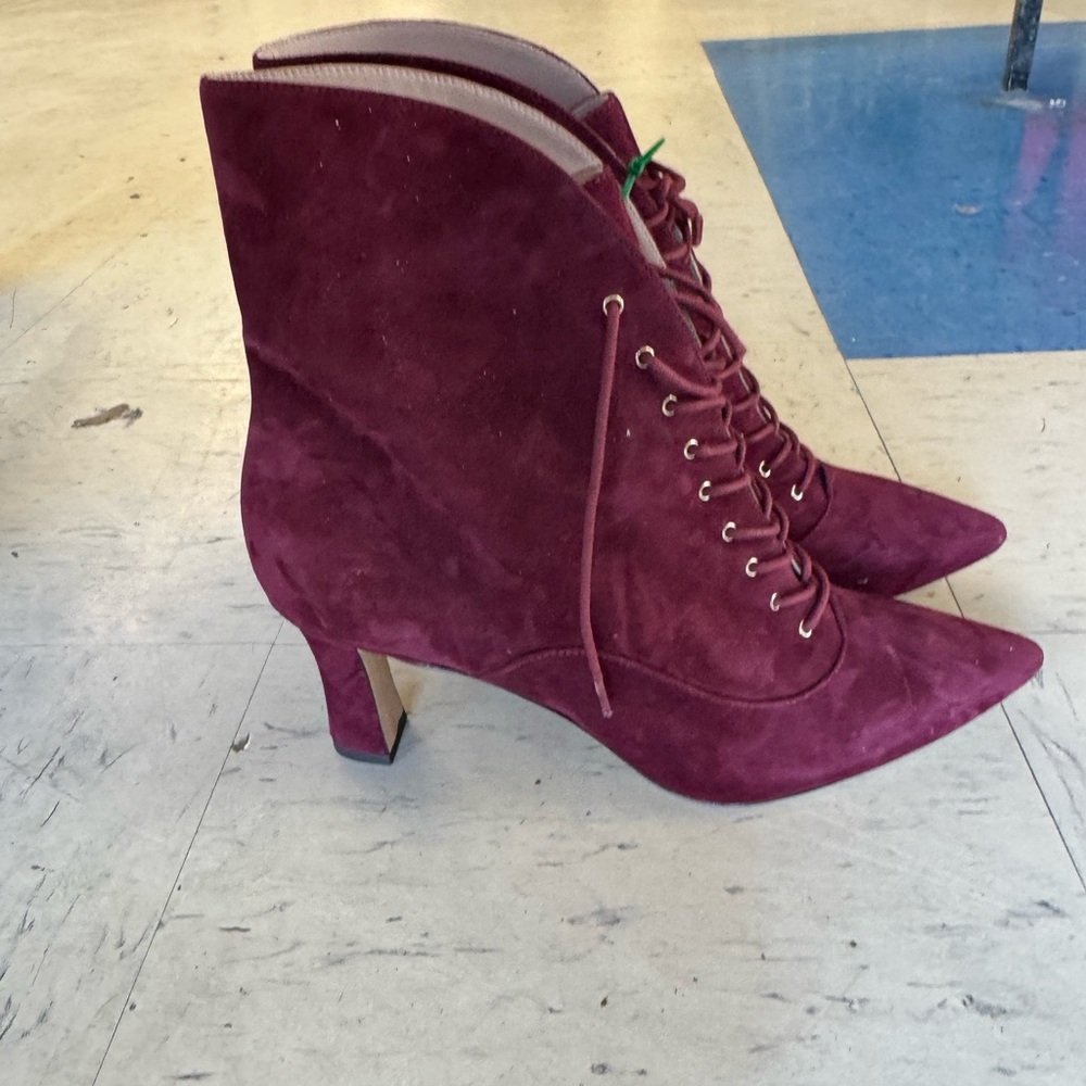 Nine West Red Heeled Boots with Lace-Up Design